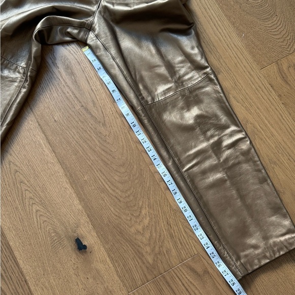 Linda Lundstrom Bronze Leather Pants High Waist Straight Leg Vintage Size 6 - Picture 7 of 7